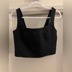 Banana Republic Linen Blend Black Cropped Women's Tank Top With Side Zip NWT